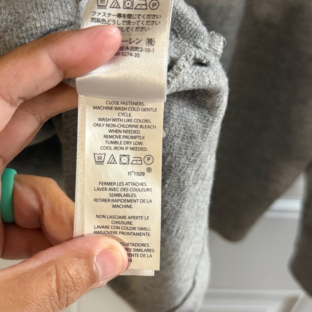 Polo Ralph Lauren Mens Quarter Zip Pullover Grey Cotton Sweater Large - Picture 5 of 5